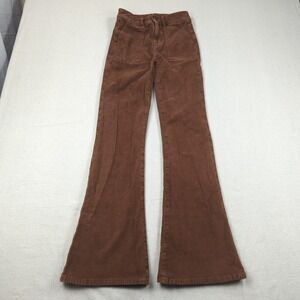 American Eagle Jeans Womens 00 Brown Corduroy Super High Rise Flare Stretch Pant